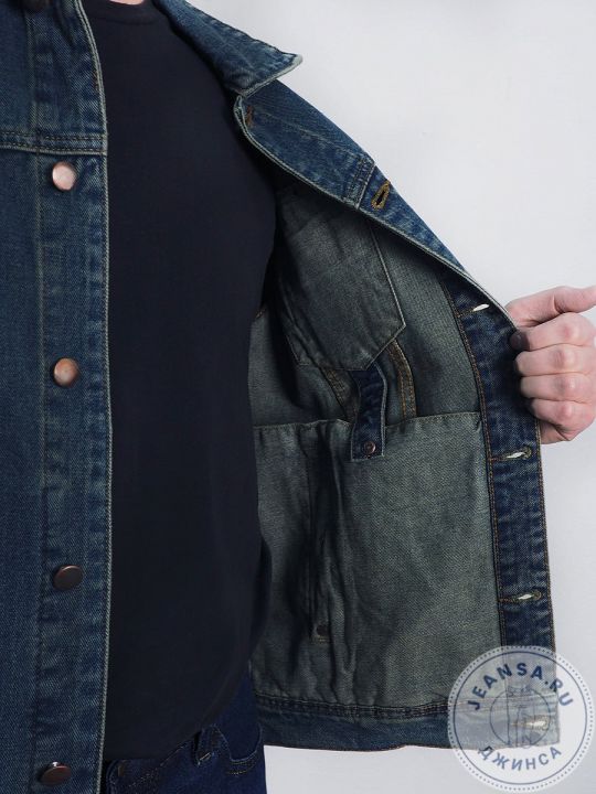 Куртка джинсовая MNT JEANS 4927 синяя с зеленцой