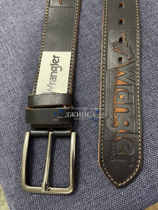 Ремень Denim коричневый с оранжевой прошивкой арт.0050