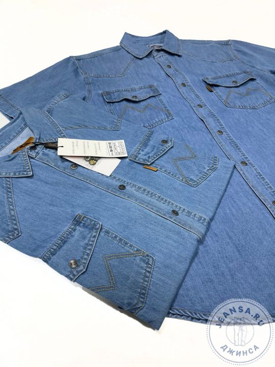 Рубашка джинсовая летняя MNT JEANS M-501 светло-синяя