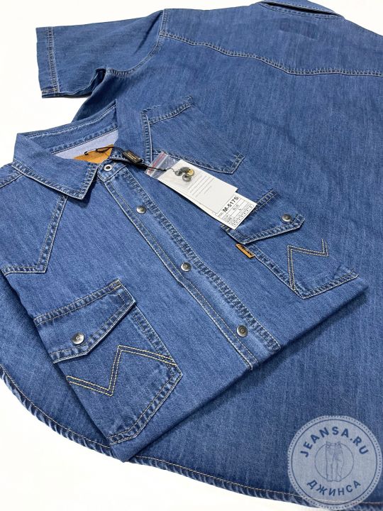 Рубашка джинсовая летняя MNT JEANS M-517 синяя
