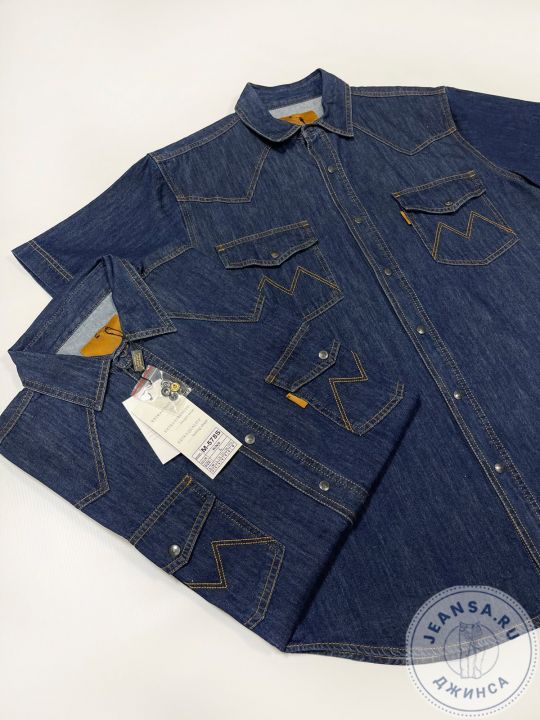 Рубашка джинсовая летняя MNT JEANS M-578 темно-синяя