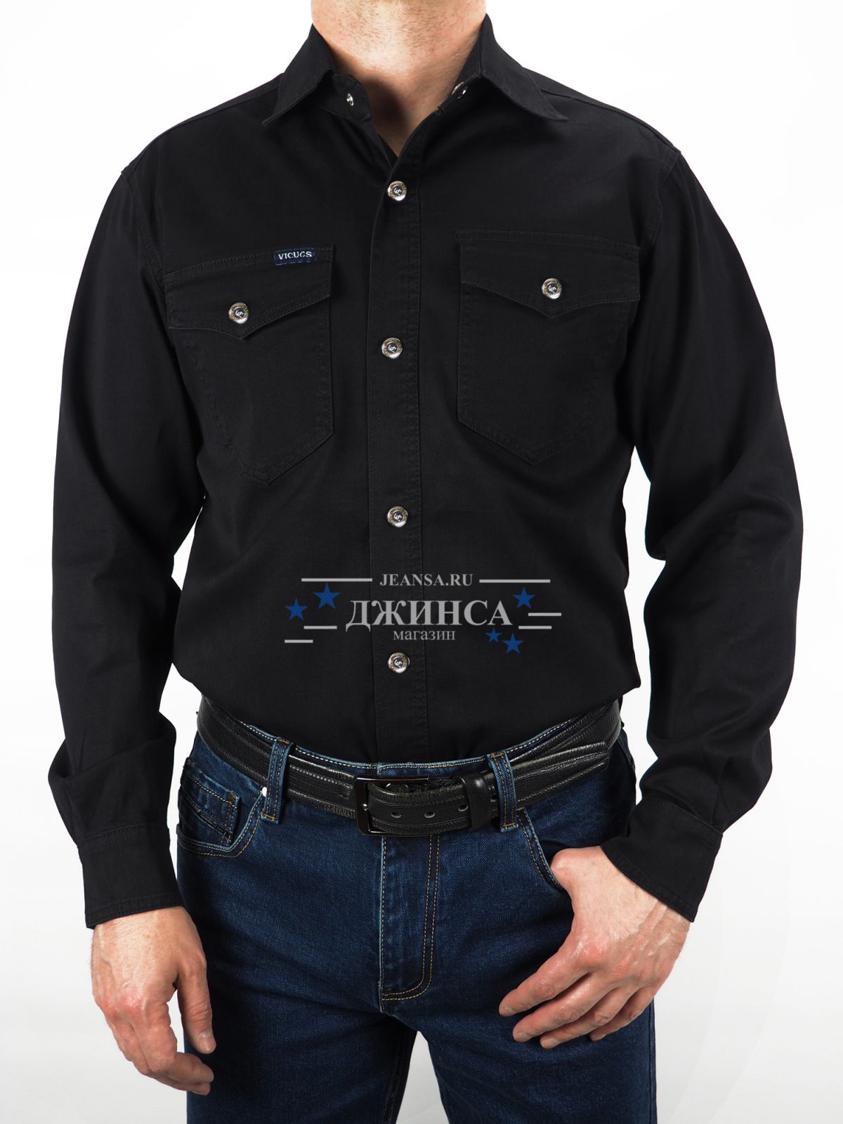 Рубашка джинсовая Vicucs 202-75К черная Рубашка джинсовая Vicucs 202-75К черная